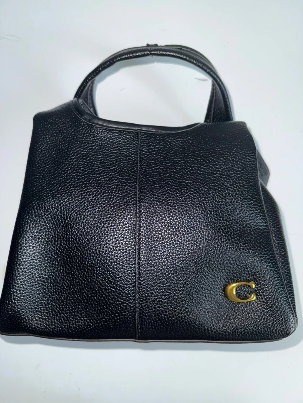 Coach Black Pebbled Leather Tote with Gold 'C' Accent